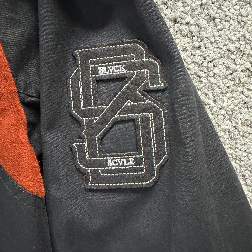 Black Scale Black and Orange Devil in the Details Bomber Jacket - Men's Size M - Picture 3 of 16